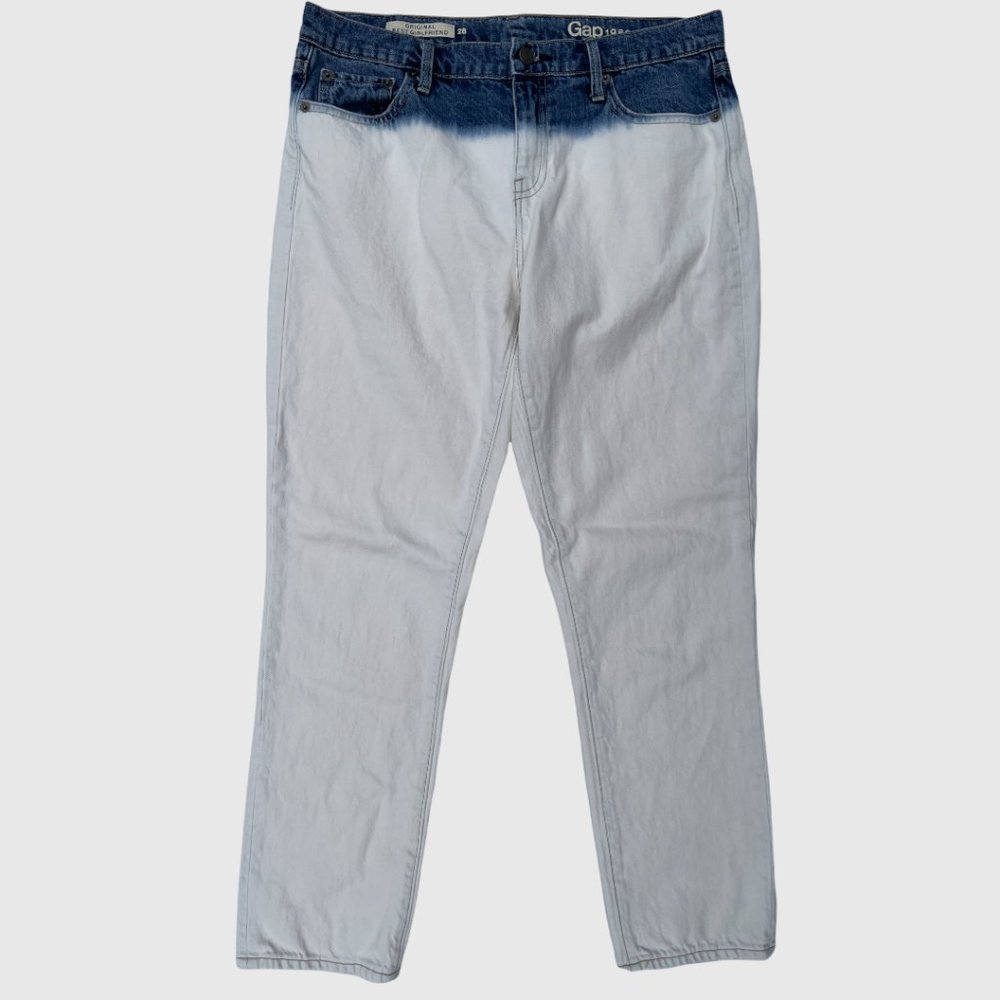 Gap Bleach Dip Dye Girlfriend Jeans Straight Leg Size 28